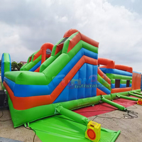 Parcours d'obstacles gonflable géant Funland pour enfants, château gonflable extérieur à usage commercial, capacité 500 kg, matériau PVC portable