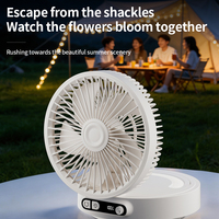 Ventilateur de bureau pliable pour la maison, le bureau et le camping, ventilateur portable alimenté par batterie de 4 à 25 heures avec lumière nocturne et télécommande