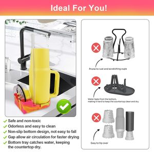 Estante de secado de silicona suave para vasos Stanley y biberones, soporte portátil de viaje para secar vasos - Product Image 4