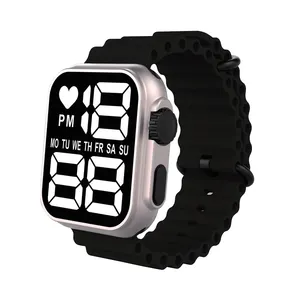 Vente en gros de montre-bracelet électronique à led de mode montre numérique à affichage led étanche pour enfants