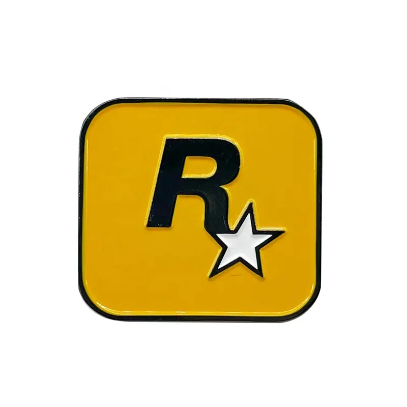 GTAおよびRDR2ゲームエナメルラペルピンのファンのための卸売Rスターブローチメタルバッジ