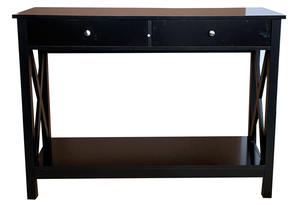 Mesa Consola de Madera, Mesa Auxiliar con Dos Cajones y Estante, Mesa Lateral de Madera con 2 Cajones para Sala de Estar - Product Image 3