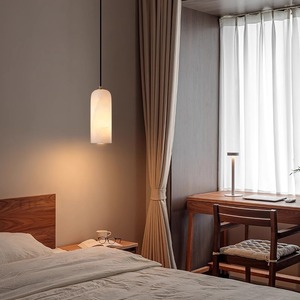 Lámpara de Cobre Simple de Lujo Ligero, Estilo Chino Moderno, para Hotel de Alta Gama, Mesita de Noche, Barra, con Mármol Español Importado, de Una Sola Cabeza - Product Image 1