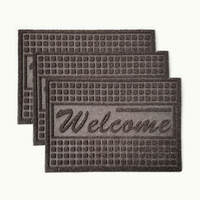 Tapis d'entrée extérieur moderne en velours polyester gaufré, antidérapant et lavable, avec logo personnalisé