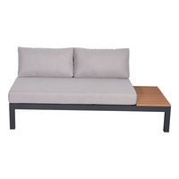Sofá Esquinero Moderno para Patio, Muebles de Jardín, Conjunto de Conversación en Forma de L de Plástico, Madera y Aluminio con Mesa de Centro