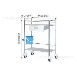 Chariot médical Saiford 650x420x800mm à double couche, silencieux, pour clinique et changement de pansements - Product Image 2