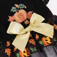 Tenue d'Halloween 2026 pour animaux de compagnie : Robe de princesse citrouille en mélange de coton avec nœud pour chien, idéale pour les fêtes