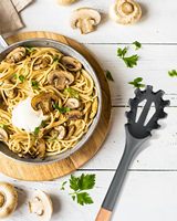 Garpu Pasta Silikon Food Grade 12.8 inci, Sendok Penyaji Mie Dapur, Tahan Panas, Saringan Spaghetti Bebas BPA, Abu-abu