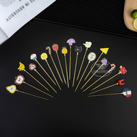 Pic à Cocktail en Métal avec Logo Personnalisé Brochette à Martini Réutilisable Cure-Dents Agitateur à Boisson Décoration Garniture de Fruits Boissons Bâton Swizzle