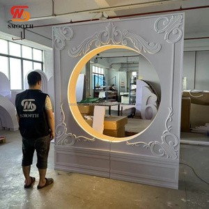 SMOOTH Luxury European Style Acrylic Wedding Led <b>Backdrop</b> Round Middle Engraving <b>Backdrop</b> <b>Stand</b> For Photography - Product Image 1