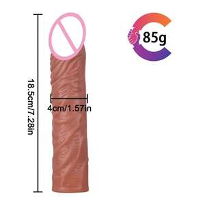 18,5 cm wieder verwendbares wasch bares Silikon männliche Dildo hülle Penis vergrößerung Big Cock Sleeve Kondom für Mann für größere - Product Image 5