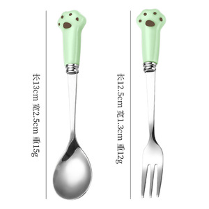 Kreative 18/8 Edelstahl süße Katze Klaue Gabel Löffel Besteck Dessert Löffel Obst Gabel Kinder Besteck - Product Image 5