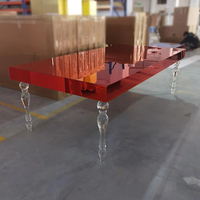 Neues Modell Hochzeits möbel Kristall Transparent Rechteck Rot Acryl Tisch Hochzeit Esstisch für Hochzeit Event Dekor