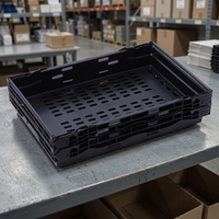 Caisses en plastique perforées pliables robustes, recyclables, écologiques, durables, pour le stockage et le transport, conteneur pliable