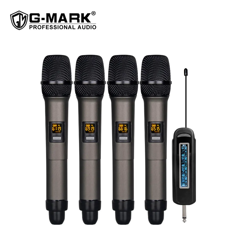 G-MARK X440高品質100M長距離受信プロフェッショナルワイヤレスマイクセットレシーバー付き4マイク