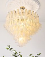 Lustre LED en verre nuage de style Murano, taille moyenne, pour villa, salon, chambre à coucher