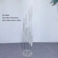 Candélabre en acrylique à 8 bras, moderne, transparent, pour mariage, porte-bougie, support de fleurs, centre de table, décoration d'événements, grande taille, haute qualité