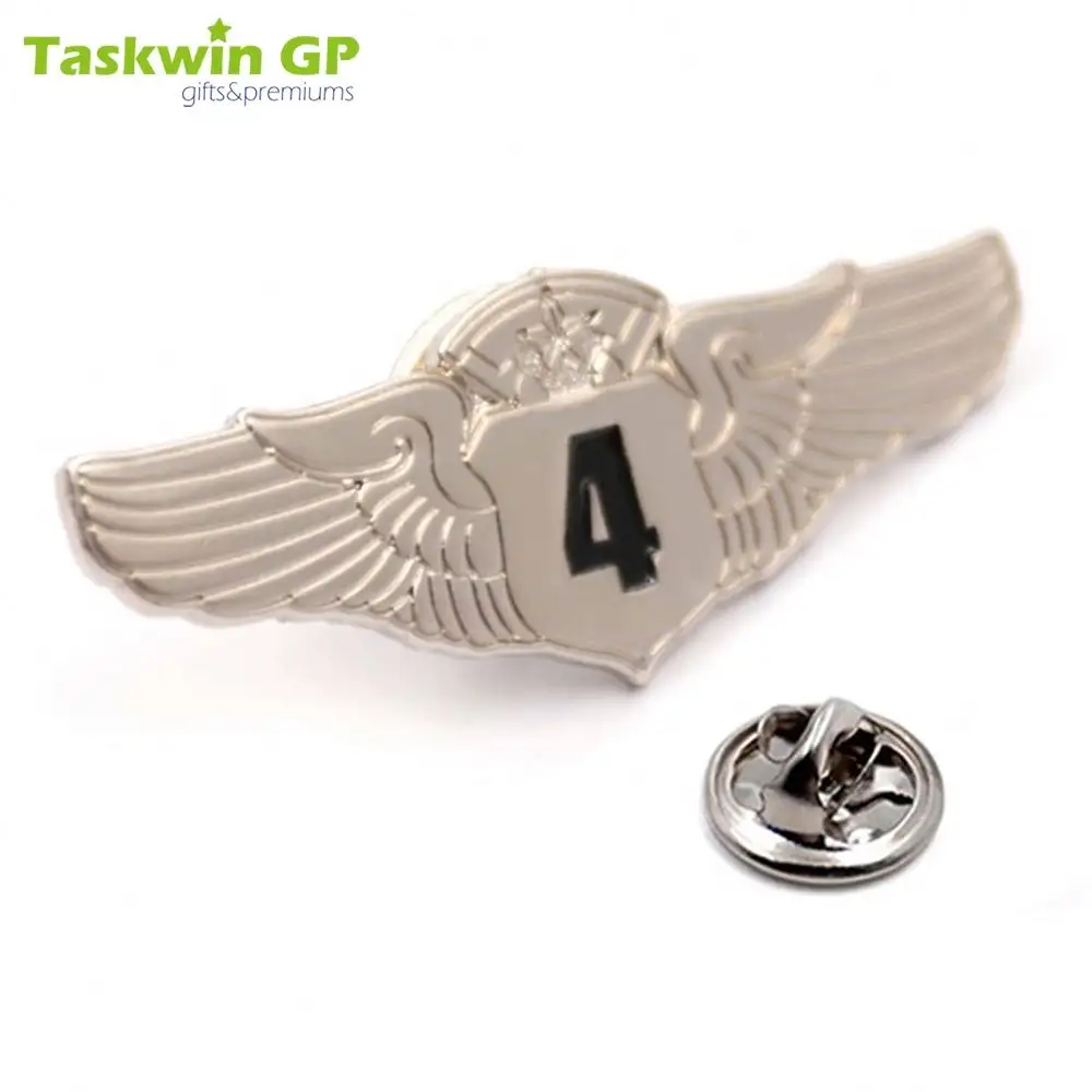 Taskwingifts personalized design custom made decorative enamel metal safety security pilot wing pin badge