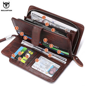Cartera Larga para Hombre BULLCAPTAIN, Bolsillo para Tarjetas de Crédito, Monedero, Carteras de Cuero Genuino, Portafolio, Monedero con Cremallera para Monedas - Product Image 2