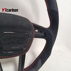 YTcarbon for <strong>Q7</strong> SQ7 4M Custom Brand New Racing Style Car Modify Real Italy Suede Leather Heated Steering Wheel - Product Image 3