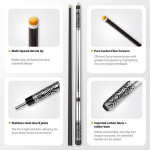 Nouveau PREOAIDR, manche en bois d'érable canadien avec revêtement en fibre de carbone, joint en acier inoxydable, haute qualité, poignée en cuir 2 pièces, embout de 13 mm - Product Image 3