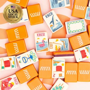 Ensemble de Mahjong américain de luxe en acrylique pour 4 joueurs, jeu d'échecs international gravé, ensemble de luxe avec tuiles de Mahjong américaines - Product Image 1