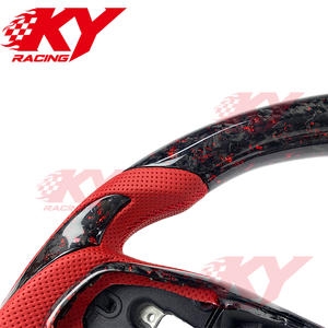 Volant de voiture en fibre de carbone forgée personnalisé de style racing, cuir perforé, pour Honda Civic 10e génération Type R FK8 2016-2021 - Product Image 2