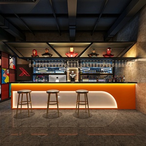 Comptoir de bar à cocktails en bois écologique, durable, résistant aux taches, pour boîte de nuit, bar à LED - Product Image 5