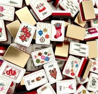 Tuiles de Mahjong Festives avec Tapis de Noël Antidérapant pour une Table de Jeu Stable et une Surface de Jeu Sûre
