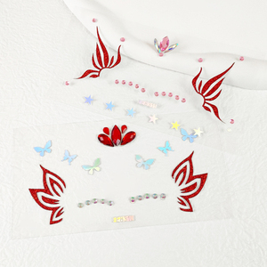 Nuovo all'ingrosso personalizzato Plain Laser SilverPowder diamantato faccia temporanea del <span class=keywords><strong>tatuaggio</strong></span> adesivi divertenti faccia di carnevale <span class=keywords><strong>tatuaggio</strong></span> decorativo - Product Image 1