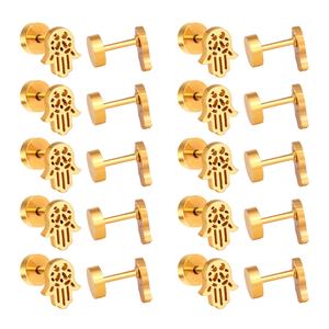 Pendientes de Acero Inoxidable Dorado con Diseño de Letras y Manos, Estilo Simple, Novedad 2022 - Product Image 1