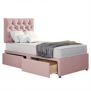 Colchón de Cama Individual ComfoRest Luxurious de 3 Pies con Cabecera <span class=keywords><strong>Chester</strong></span> de 24 Pulgadas Acolchada y 2 Cajones |   Almacenamiento de Diseño Moderno y Elegante (Rosa) - Product Image 1