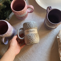 Tasse à café en céramique avec fil réaliste, couleur bleu clair, avec détail, cadeau de fête des mères, nouveauté
