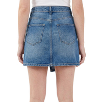 Jupe courte en jean asymétrique taille haute 100 % coton délavé vintage de haute qualité avec logo personnalisé OEM XUCHANG pour femme – Collection été