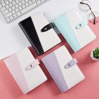 Porte-documents A6 personnalisé en cuir PU à feuilles mobiles, classeur de budget avec enveloppes à monnaie, bouton-pression en PU couleur unie, carnet de bureau