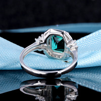 18k Glod Design Classique Émeraude 2.199ct Femmes Full Pave Asscher Cut Diamond Eternity 9k Gold Finger Ring