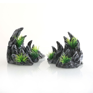 Moderno 5W Box Rock Cave Paisagem Artificial Aquário Pedra Ornamento com Cerâmica Coral Plastic Fish Tank Acessórios Decorativos - Product Image 6