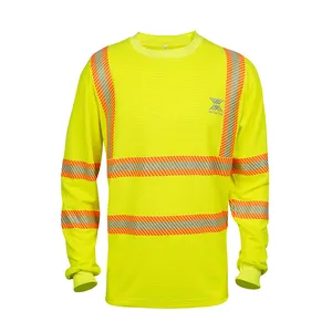 LX 도매 사용자 정의 높은 가시성 안전 노란색 긴 소매 셔츠