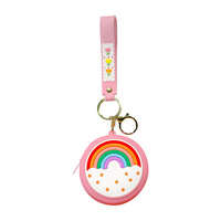 Adorable étui pour écouteurs motif doodle, petite pochette zippée, sac porte-clés multifonction, porte-monnaie en silicone pour filles