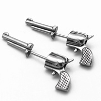 Boucles d'oreilles clous pour hommes Yunnique en acier inoxydable 316L, étanches, hypoallergéniques, style revolver pistolet, vintage, punk, gothique, motard
