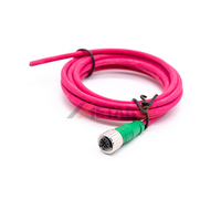 Câble femelle M12 5 pôles à code A, cordon de capteur, gaine rouge, AWG22, fils volants pour réseau de sécurité