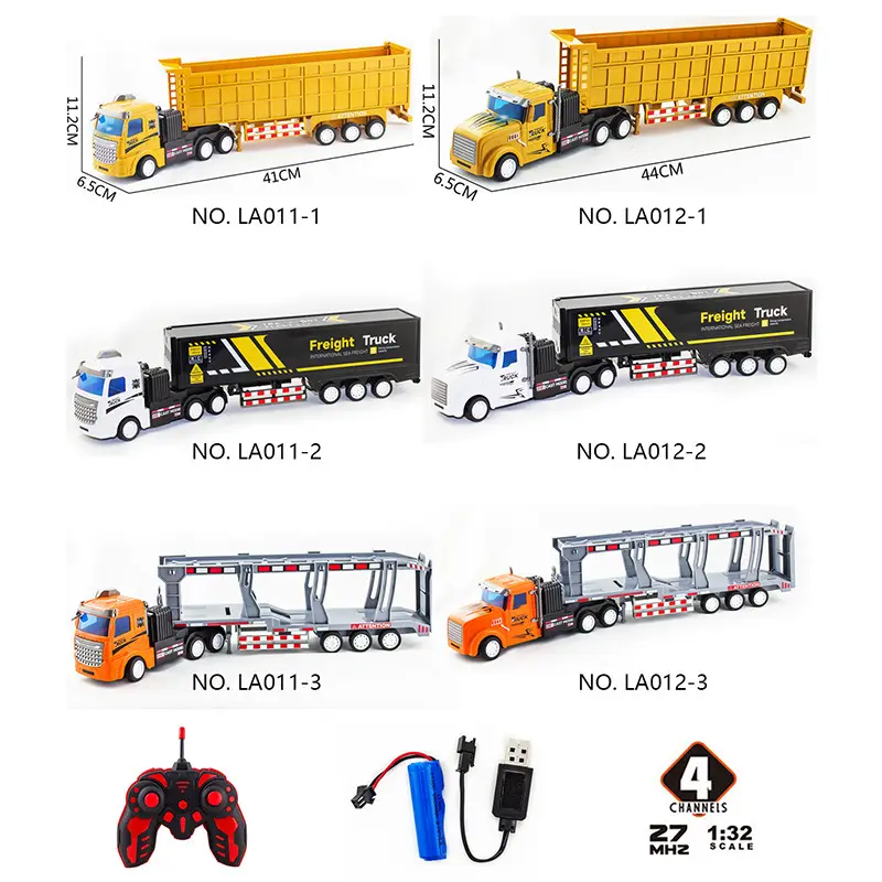 1:32 4ch Led Licht Simulatie Model Lader Transport Afneembare Elektrische Speelgoedauto Voertuigen Engineering Truck Rc Dump Trucks