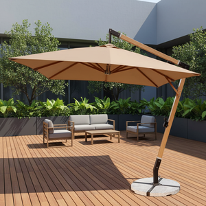 Factory Wholesale Premium <strong>Large</strong> Aluminum Heavy Duty Hanging Cantilever <strong>Umbrella</strong> <strong>Windproof</strong> Waterproof Foldable with Marble Base - Product Image 5