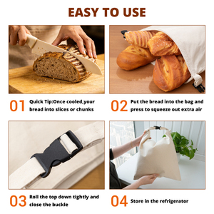 Sacs à pain au levain réutilisables <span class=keywords><strong>en</strong></span> coton naturel pour pain fait maison, sacs de rangement portables <span class=keywords><strong>en</strong></span> toile de <span class=keywords><strong>lin</strong></span> biologique pour aliments et pain - Product Image 4