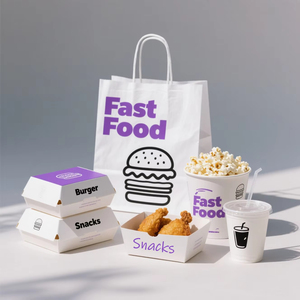Caja de Embalaje de Comida Rápida con Bisagras, Personalizada, Ecológica, de Papel Kraft, para Llevar Pollo, Papas Fritas, <span class=keywords><strong>Pizza</strong></span>, Hamburguesas - Product Image 5
