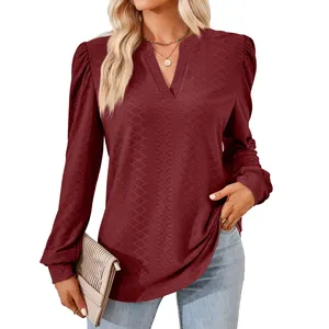 2023 nova cor sólida V-neck design high-end top tendência moda camisa das mulheres