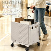 Chariot pliable compact avec cadre résistant aux chocs et roulement double pour une fluidité optimisée, idéal pour l'organisation de la buanderie