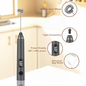 Mousseur à lait USB rechargeable, ustensile de cuisine domestique, batteur intelligent pour lait, café et crème, avec affichage numérique portable - Product Image 3