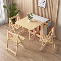 Meubles de salle à manger gain de place, tables pliantes rectangulaires connectées à double rabat, chaises pour appartement et maison