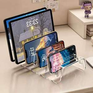 Acrylic Phone <b>Tablet</b> <b>Stand</b> 8 Slot Desktop Multi Device Holder Charging Organizer Storage Rack - Product Image 1